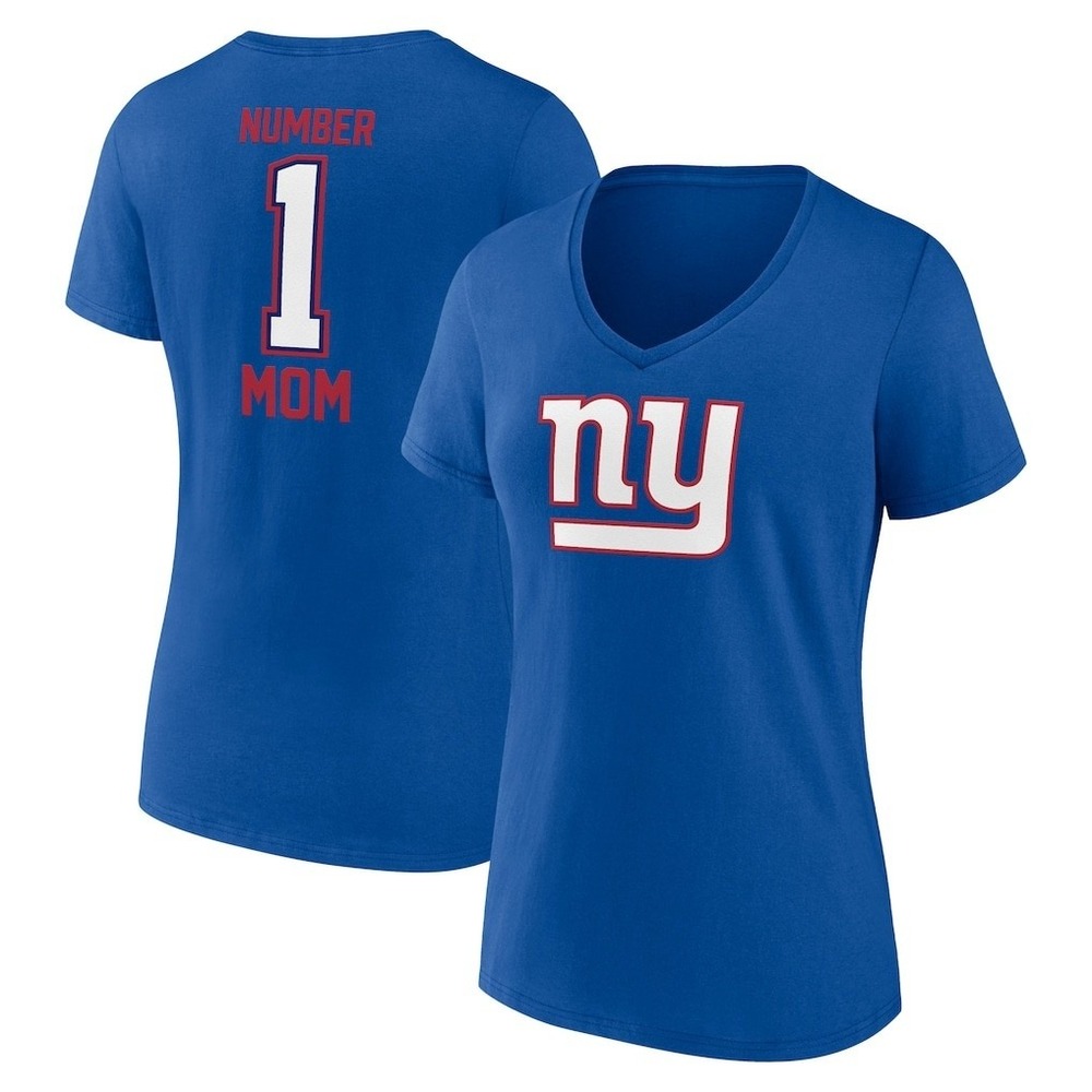 Fanatics New York Giants Womens V-Neck T-Shirt Blue Number 1 Mom Small NWT
